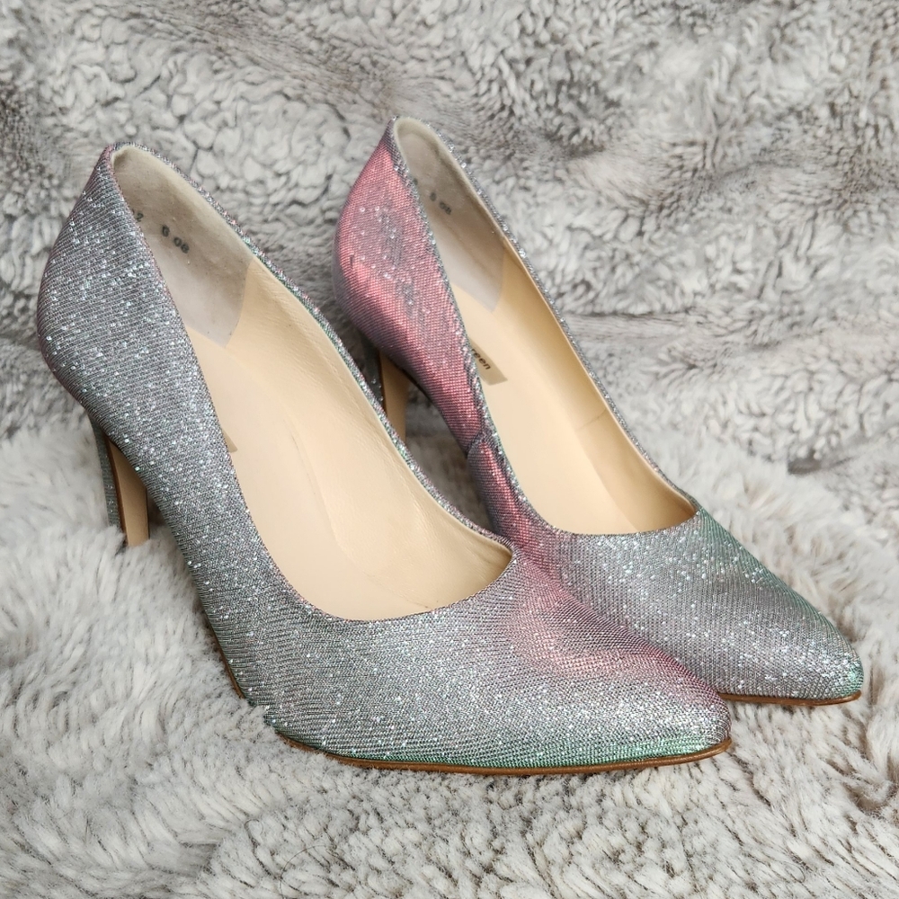 Paul Green Designer Iridescent Silver Heels - uk Size 6.5, us size 9 Worn 1 Time - Picture 3 of 13